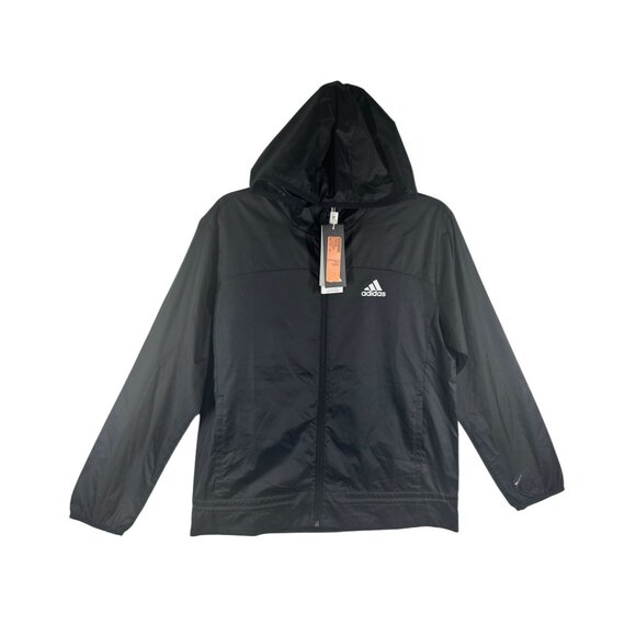 Adidas Windbreaker Women's Small Black Windy RDY Aeroready Hood Jacket Zip NEW - Picture 2 of 8
